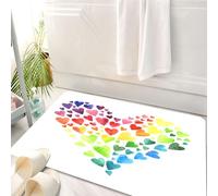 HKPOEQ Tapis Salle de Bain Antidérapant,Moelleux en Microfibre,Absorbant l'eau,Lavable en Machine,pour Douche,des cœurs Multicolores Qui forment Un Immense Arc-en-Ciel coloré,50x80 cm