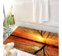 HKPOEQ Tapis Salle de Bain Antidérapant,Moelleux en Microfibre,Absorbant l'eau,Lavable en Machine,pour Douche,Scène de Coucher de Soleil, Les Branches squelettiques d'un Arbre appuyées contr,50x80 cm
