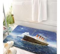 HKPOEQ Tapis Salle de Bain Antidérapant,Moelleux en Microfibre,Absorbant l'eau,Lavable en Machine,pour Douche,Peinture à l'huile Originale du Titanic et d'un Iceberg dans l'océan la Nuit sur,50x80 cm