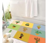 HKPOEQ Tapis Salle de Bain Antidérapant,Moelleux en Microfibre,Absorbant l'eau,Lavable en Machine,pour Douche,Fleurs de Cactus botaniques Vintage dans Un Vase, Essence de peyotl succulente T,50x80 cm