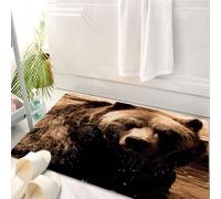 HKPOEQ Tapis Salle de Bain Antidérapant,Moelleux en Microfibre,Absorbant l'eau,Lavable en Machine,pour Douche,Le Grizzly ou l'ours Brun d'Amérique du Nord est Une sous-espèce d'ours Brun Qui,50x80 cm