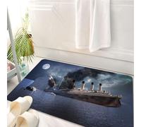HKPOEQ Tapis Salle de Bain Antidérapant,Moelleux en Microfibre,Absorbant l'eau,Lavable en Machine,pour Douche,Le paquebot Titanic s'est écrasé Contre Un Iceberg en 1912 dans l'océan Atlantiq,50x80 cm