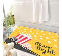 HKPOEQ Tapis Salle de Bain Antidérapant,Moelleux en Microfibre,Absorbant l'eau,Lavable en Machine,pour Douche,Popcorn éclatant. Grande Bobine de Film. Icône de Film au Design Plat. Bordure d,50x80 cm