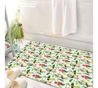 HKPOEQ Tapis Salle de Bain Antidérapant,Moelleux en Microfibre,Absorbant l'eau,Lavable en Machine,pour Douche,Perroquet, Jungle Tropicale insulaire avec Flore et Faune Oiseau Toucan avec des,50x80 cm