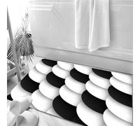 HKPOEQ Tapis Salle de Bain Antidérapant,Moelleux en Microfibre,Absorbant l'eau,Lavable en Machine,pour Douche,Motif continu de Cercles Noirs et Blancs avec Ombres portées. Version matriciell,50x80 cm