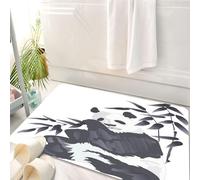 HKPOEQ Tapis Salle de Bain Antidérapant,Moelleux en Microfibre,Absorbant l'eau,Lavable en Machine,pour Douche,Panda géant Assis au Zoo. Peinture Traditionnelle Chinoise. Image Monochrome. Ca,50x80 cm