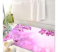 HKPOEQ Tapis Salle de Bain Antidérapant,Moelleux en Microfibre,Absorbant l'eau,Lavable en Machine,pour Douche,Décor de Spa, pétales d'orchidées Sauvages dans Un Bouquet Monochrome,50x80 cm