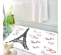 HKPOEQ Tapis Salle de Bain Antidérapant,Moelleux en Microfibre,Absorbant l'eau,Lavable en Machine,pour Douche,Paris Set Tour Eiffel, Eiffel Paris est Toujours Une Bonne idée Lieux touristiqu,50x80 cm