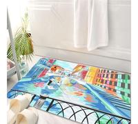 HKPOEQ Tapis Salle de Bain Antidérapant,Moelleux en Microfibre,Absorbant l'eau,Lavable en Machine,pour Douche,Croquis de Paysage coloré de Venise du Pont des Soupirs à Venise Scène artistiqu,50x80 cm