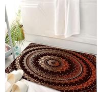 HKPOEQ Tapis Salle de Bain Antidérapant,Moelleux en Microfibre,Absorbant l'eau,Lavable en Machine,pour Douche,Mandala, Univers Ethnique Tribal Cercle Univers et Cosmos symbolisme ésotérique,50x80 cm