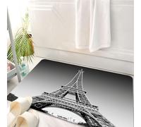 HKPOEQ Tapis Salle de Bain Antidérapant,Moelleux en Microfibre,Absorbant l'eau,Lavable en Machine,pour Douche,Mur de la Tour Eiffel, Monuments de Paris et Image Monochrome de Conception du p,50x80 cm