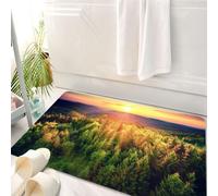 HKPOEQ Tapis Salle de Bain Antidérapant,Moelleux en Microfibre,Absorbant l'eau,Lavable en Machine,pour Douche,Photographie de Coucher de Soleil de Paysage de Montagne, Montagnes forestières,50x80 cm