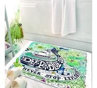 HKPOEQ Tapis Salle de Bain Antidérapant,Moelleux en Microfibre,Absorbant l'eau,Lavable en Machine,pour Douche,Baleine, Jolie Baleine sur Un océan ondulé nageant vers Une île avec des Palmier,50x80 cm