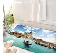 HKPOEQ Tapis Salle de Bain Antidérapant,Moelleux en Microfibre,Absorbant l'eau,Lavable en Machine,pour Douche,Photo de Venise, gondoles vénitiennes et Lagune adriatique, Italie Urbaine,50x80 cm