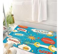 HKPOEQ Tapis Salle de Bain Antidérapant,Moelleux en Microfibre,Absorbant l'eau,Lavable en Machine,pour Douche,Bulles de Dialogue de Bande dessinée à Motifs dans Un Style Pop Art,50x80 cm
