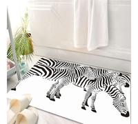 HKPOEQ Tapis Salle de Bain Antidérapant,Moelleux en Microfibre,Absorbant l'eau,Lavable en Machine,pour Douche,Ensemble de zèbres. Collection de zèbres Sauvages dans diverses Postures. Illust,50x80 cm