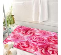 HKPOEQ Tapis Salle de Bain Antidérapant,Moelleux en Microfibre,Absorbant l'eau,Lavable en Machine,pour Douche,Aquarelle Fleur, Roses mélangées à Peindre avec,50x80 cm