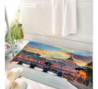 HKPOEQ Tapis Salle de Bain Antidérapant,Moelleux en Microfibre,Absorbant l'eau,Lavable en Machine,pour Douche,Pont Saint-Ange et basilique Saint-Pierre, Le Pont et la cathédrale emblématique,50x80 cm