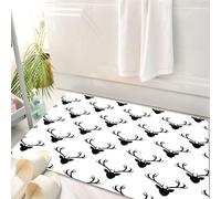 HKPOEQ Tapis Salle de Bain Antidérapant,Moelleux en Microfibre,Absorbant l'eau,Lavable en Machine,pour Douche,Motif harmonieux avec Silhouettes de têtes de cerf. Texture vectorielle Harmonie,50x80 cm