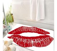 HKPOEQ Tapis Salle de Bain Antidérapant,Moelleux en Microfibre,Absorbant l'eau,Lavable en Machine,pour Douche,Baiser, Empreinte de lèvres, Marque de Baiser sur Fond Blanc, Trace séduisante a,50x80 cm