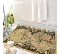 HKPOEQ Tapis Salle de Bain Antidérapant,Moelleux en Microfibre,Absorbant l'eau,Lavable en Machine,pour Douche,Carte Ancienne et datée du Monde Antique, thème de la géographie Historique, Ant,50x80 cm