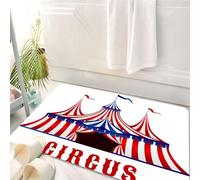 HKPOEQ Tapis Salle de Bain Antidérapant,Moelleux en Microfibre,Absorbant l'eau,Lavable en Machine,pour Douche,Décoration de Cirque, chapiteau de Cirque rayé avec Drapeau,50x80 cm
