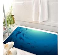 HKPOEQ Tapis Salle de Bain Antidérapant,Moelleux en Microfibre,Absorbant l'eau,Lavable en Machine,pour Douche,Scène sous-Marine de Requin, Requin-Marteau dans Les Profondeurs, Requin-Marteau,50x80 cm