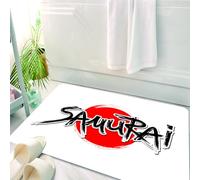 HKPOEQ Tapis Salle de Bain Antidérapant,Moelleux en Microfibre,Absorbant l'eau,Lavable en Machine,pour Douche,Japonais, Lettrage de samouraï sur la Figure du Soleil, Pouvoir de l'homme emper,50x80 cm