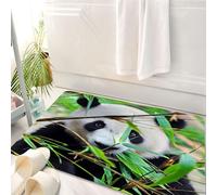 HKPOEQ Tapis Salle de Bain Antidérapant,Moelleux en Microfibre,Absorbant l'eau,Lavable en Machine,pour Douche,Panda, Un Mignon Panda géant regardant sur du Bambou, mâchant des Feuilles,50x80 cm