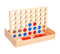 HKPWRBFG Jeu de quatre gagnants en bois d'hévéa, jeu de stratégie pour | Comprend 42 pions, pliable compact, favorise la pensée stratégique