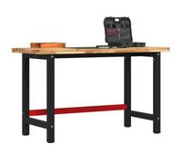 HKPWRBFG Table de travail rectangulaire en bois d'acacia massif 140 x 60 x | Cadre en métal robuste, grain de bois unique, utilisation polyvalente