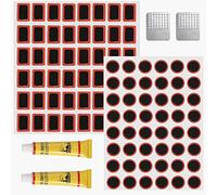 HKQP Pneu Caoutchouc Patch 96 PièCes Ronde Rustine Chambre à Air Velo Carré Patch pour VéLo Pneu Rustine Velo Kit Reparation pour Réparation de Pneus de Vélo et de Moto