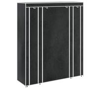 HKQWPBF Armoire en tissu avec compartiments et tringles à vêtements Noir 45 | Armoire pliante portable, tissu non tissé, barres en fer résistantes à l'humidité, portes enroulables, fermeture