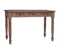 HKQWPBF Bureau avec 3 tiroirs 117 x 57 x 75 cm en bois vieilli massif | Bois vieilli massif, teck, acajou, bois dur, charme rustique, table d'appoint, table console, montage facile