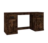HKQWPBF Bureau avec espace de rangement en bois de chêne fumé | Bureau avec espace de rangement, chêne fumé, matériau en bois, bureau, étude, instructions (français non garanti)