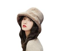 HKSCKJ Chapeau de Seau Automne Hiver en Fausse Fourrure avec Bord Large Chapeau de Pêcheur Chaud Doux Confortable Hommes Femmes Bonnet Bob Epais Pliable Portable pour Froid Extérieur