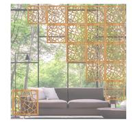 HKSDKABOP accrocher l'écran de séparation des Chambres, Panneau de séparation Suspendu en Bois et Plastique Creux, Naturel, Plusieurs Tailles(Natural-b,17Pcs)