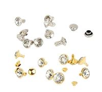 HKSDKABOP Rivets en cristal Rivets en strass Clous, Clous à strass rivetés 5-12 mm argent or lot de 50/100/200(Golden 7mm,100 set)