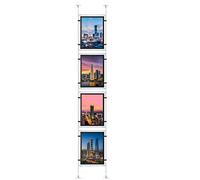 HKSIGN Affiche LED acrylique A4, cadre photo, boîte lumineuse, support de panneau pour vitrine immobilière, écran suspendu (suspendu verticalement, 4 unités A4 par groupe)