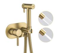 HKTHE Douche Toilette Encastré Kit, Innovant 2 Modes, 59A Laiton Ensemble Mitigeur pour Eau Chaude et Froide, Tuyau de 1,2m, pour Douche, Salle de Bain, Hygiène, Nettoyage des Couches