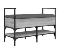 HKTMGDNG Banc à chaussures avec coussin - 85,5 x 42 x 57,5 cm - Gris Sonoma | Banc de couloir pratique avec assise rembourrée et cadre en métal pour un rangement dans l'entrée ou la chambre à coucher.