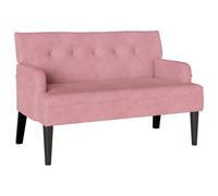 HKTMGDNG Banc Chesterfield rose 112 x 65,5 x 75 cm en velours rembourré 2 | Banc de luxe en velours avec accoudoirs roulés pour salon et chambre à coucher. Structure en bois d'hévéa robuste.