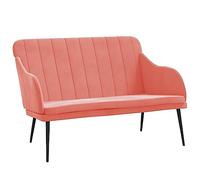 HKTMGDNG Banc rembourré en velours rose - 110 x 76 x 80 cm - Structure en | Banc de couloir élégant et banc de salon avec housse rembourrée douce, dossier incliné et construction stable.