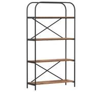 HKTMGDNG Bibliothèque aspect bois vieilli, 80 x 30 x 146 cm, étagère sur | Paravent moderne en bois avec 4 compartiments de rangement et pieds en acier robustes pour salon et bureau.