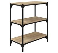 HKTMGDNG Bibliothèque en chêne Sonoma - 60 x 33 x 70,5 cm - Avec 3 | Étagère d'appoint compacte au design industriel pour salon et bureau avec 3 compartiments ouverts pour consoles et décoration