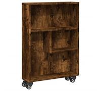 HKTMGDNG Chariot de niche, chêne fumé, 48 x 13 x 68 cm, matériau en bois | Chariot compact avec 4 roulettes pivotantes pour cuisine, salle de bain et chambre à coucher. Les étagères robustes offrent