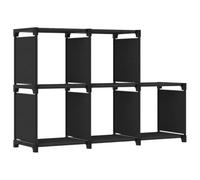 HKTMGDNG Étagère cube avec 5 compartiments en tissu Noir 103 x 30 x 72,5 cm | Étagère en escalier peu encombrante pour le salon et la chambre à coucher, compartiments en tissu avec cadre en acier robuste