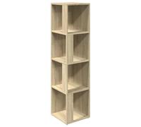HKTMGDNG Étagère d'angle sur pied 4 compartiments 33 x 33 x 132 cm Chêne | Meuble d'angle peu encombrant en bois avec protection anti-basculement pour niches dans le salon, la chambre à coucher et le