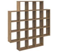 HKTMGDNG Étagère murale en chêne Artisan 100 x 13 x 100 cm | Étagère suspendue moderne avec 21 compartiments pour le salon et le couloir, crée beaucoup d'espace pour les décorations et