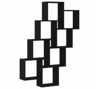 HKTMGDNG Étagère murale noire aspect chêne 90 x 15 x 119 cm | Étagère suspendue fine avec 8 compartiments ouverts pour salon et chambre à coucher. Le montage mural peu encombrant crée de